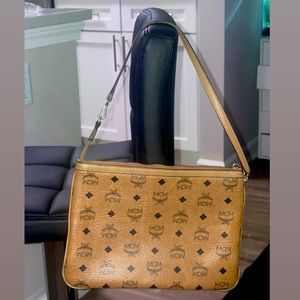 Classic brown MCM clutch tote